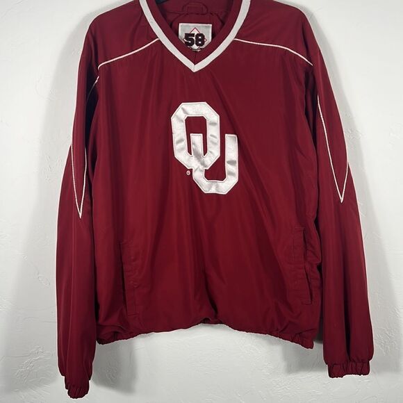 🔥🏈 Vintage OKLAHOMA OU SOONERS Polyester Embroidered Pullover Jacket - XL -EUC - Picture 2 of 15